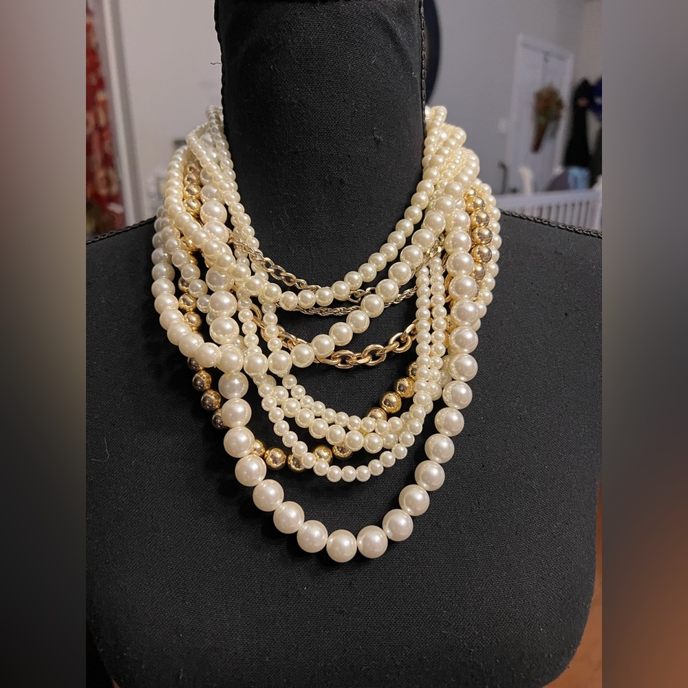 Multi strand beaded necklace 16” opening
